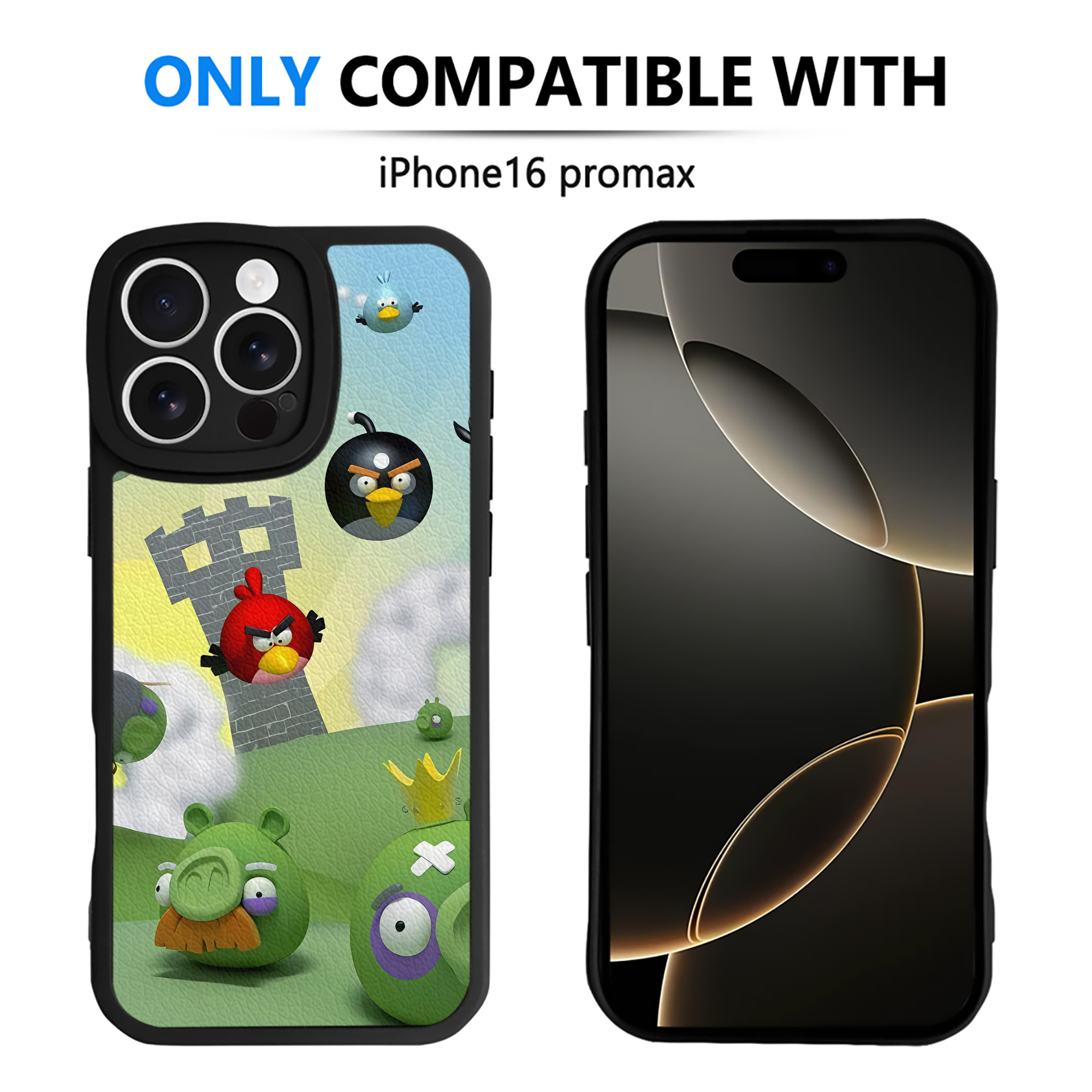 （画像用） Angry Birds アングリーバード 【iPhone 16シリーズ対応】シリコンスマホケース（レザー調） 材質：シリコン